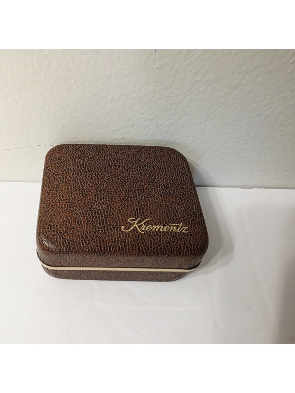 Vtg Krementz 14k Gold Post Empty Jewelry Presentation Box Brown ONLY